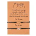 Adjustable sun and moon woven cord bracelet set with a kraft paper message card. - Sun and Moon (ZJ7575) / Set of 2