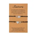 Set of two adjustable heart titanium steel wax cord bracelets for sisters with card - Heart (ZJ2962) / Set of 2