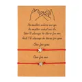 Adjustable red wax thread braided bracelet set with star charms on a sentiment gift card - Star Red Cord (ZJ5042) / Set of 2