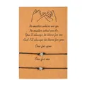 Handmade adjustable black wax cord bracelets with silver star charms on a kraft gift card - Star Black Cord (ZJ5041) / Set of 2