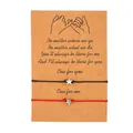 Pair of adjustable woven wax cord star bracelets on a kraft friendship message card - One Size / Star (ZJ5045) / Set of 2 / Black Red