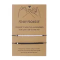 Pinky promise friendship bracelets set for sisters or friends on a kraft paper gift card - Bead Password Style 1 (Pinky Promise) / Set of 2 / Black and White