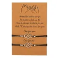 Adjustable infinity heart charm woven bracelet set with sentimental message card - One Size / Infinity Heart (ZJ7055) / Set of 2 / Black
