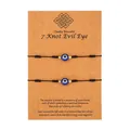 Set of two adjustable black cord evil eye 7-knot lucky bracelets on kraft paper card - One Size / Evil Eye (ZJ4784) / Set of 2 / Black