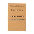 Morse code I Love You handmade beaded cord bracelets for friendship on kraft display card - Bead Password Style 3 (Morse Code I Love You) / Set of 2 / Black and White