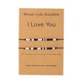 Two-piece Morse code woven bracelet set with hidden 'I Love You' message on card - One Size / Morse Code Style (ZJ6436) / Set of 2 / Black