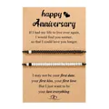 Handmade black and white beaded anniversary friendship bracelet set on kraft gift card - Bead Password Style 5 (Anniversary) / Set of 2 / Black and White