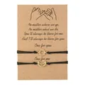 Sun and moon braided cord friendship bracelets on kraft card set - One Size / Sun and Moon (ZJ11341) / Set of 2 / Black