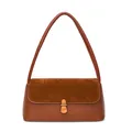 Sac sous le bras vintage marron pour femme avec texture mate et fermoir doré - Style de raccordement en cuir mat / Marron