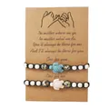 Two-piece adjustable turtle cord bracelets with a sentimental pinky swear gift card - Turtle Style (ZJ8269) / Set of 2 / Black