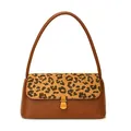 Sac d'épaule vintage à motif léopard pour femme avec une élégante finition mate - Style de raccordement imprimé léopard / Léopard Brun