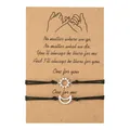Adjustable black cord sun and moon promise bracelets set on a decorative gift card. - Sun and Moon Style (ZJ11342) / Set of 2 / Black