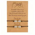 Dumbbell friendship bracelets with black wax rope and silver charms on kraft card - Dumbbell Style (LIVE) / Set of 2 / Black + Silver