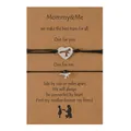 Adjustable stainless steel Mommy and Me T-Rex dinosaur bracelet set with heart card - Dinosaur and Heart Style (ZJ9369) / Set of 2 / Black