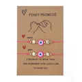 Pink wax cord bracelet set featuring evil eye and star charms on pinky promise card - Evil Eye and Star Style (ZJ11460) / Set of 2 / Pink