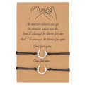 Adjustable stainless steel horseshoe charm bracelet set with kraft promise card - Horseshoe Style (ZJ14105) / Set of 2 / Black