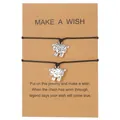 Handmade set of 2 adjustable black wax string bracelets with silver sheep charms - Cartoon Sheep (ZJ14106) / Set of 2