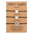 Adjustable heart bracelet set of three for mother and daughters with kraft paper card - Hollow Heart (ZJ7689) / Set of 3