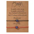 Set of two adjustable evil eye friendship cord bracelets in red and black on kraft card - Evil Eye / Set of 2 / Red And Black