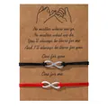 Infinity symbol friendship bracelet set on brown gift message card in black and red - Infinity / Set of 2 / Red And Black