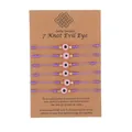 Handmade purple seven knot evil eye string bracelet set presented on kraft gift card - Evil Eye (ZJ11937) / 6 Pieces Set / Purple