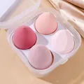 Set profesional de cuatro esponjas de maquillaje rosas en estuche transparente - 4 Pcs Estuche Transparente [Serie Rosa]