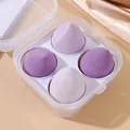 Set de 4 esponjas de maquillaje degradado púrpura con estuche en forma de gota de agua - 4 Pcs Estuche Transparente [Serie Púrpura]