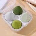 Juego de 4 esponjas de maquillaje profesionales en tonos verdes con caja transparente - 4 Pcs Estuche Transparente [Serie Verde]
