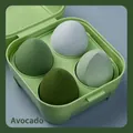 Set of 4 professional soft avocado green teardrop makeup sponges in a portable box - 4 Pcs Colored Case [Green Series]