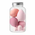 Juego profesional de 14 esponjas de maquillaje rosa en un tarro para el cuidado facial - Estilo A (4 Grande 3 Pequeño) / Serie Rosa