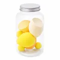 Set profesional de esponjas de maquillaje con mezcladores amarillos y naranjas en bote - Estilo A (4 Grande 3 Pequeño) / Serie Amarilla