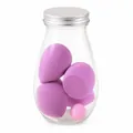 Set of purple and pink makeup sponges in a glass jar for seamless makeup application. - Style B (4 Large 2 Small) / Purple Series