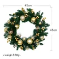 Corona de Navidad de 45cm con agujas de pino verde y adornos de bolas doradas - Dorado