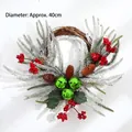 Festive snowy Christmas half-wreath featuring green bells and red berries, 40cm diameter - Diameter Approx 40cm / Red and Green (Snowy Bell Half Ring)