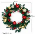 Gran corona de Navidad de agujas de pino de 45 cm decorada con bolas festivas rojas y doradas - Rojo-Dorado