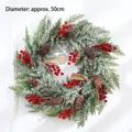 50cm snow-covered Christmas wreath with red berries and pine cones for door decor - Diameter approx 50cm / Snow-flocked Wreath