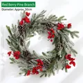 50cm artificial Christmas wreath with red berries, pinecones and snow-flocked needles - Red Berry Pine Branch