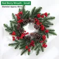Artificial Christmas wreath with red berries and pine cones, approx 40cm diameter. - Red Berry Ring (Small)