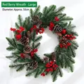 50cm Christmas wreath with green pine needles red berries and pine cones for door decor - Red Berry Ring (Large)