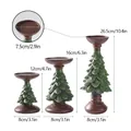 Resin Christmas tree candle holder vintage desktop ornament festive holiday home decor setup - Christmas Tree Candle Holder Set of 3 / Three-Piece Set / Green