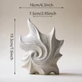 White conch shell ceramic vase with spiral texture, 7.6-inch height variant measure - Shell Vase in Kraft Paper Box