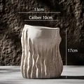 Handmade white wabi-sabi textured ceramic flower vase for home decor, 17cm tall - Twilight-1 / Boxed