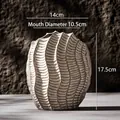 Wabi-sabi style white ceramic vase with unique textured wavy pattern for home decor - Twilight-2 / Boxed