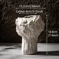 Modern Nordic cream white textured ceramic vase for home decor and floral arrangements - Alps-1 / Boxed