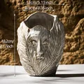 Artistic abstract face ceramic vase with feather texture and dimension details - Angel's Dream (Paper Box) / 1 Piece