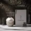 Wabi-sabi white textured ceramic vase featuring packaging box and clear dimensions - Romance-1 / Color Box