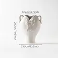 Vase en céramique crème avec nœud en relief et anses, détails de taille 20,2 cm - En boîte / Blanc Crème