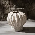 Modern white textured ceramic vase with pumpkin shape 11.8cm height - Yiran-2 Style / Boxed