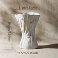 Nordic white ceramic vase with relief bows and dimensions, minimalist home decor style. - St. Ives - Paper Box