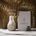Modern white textured ceramic vase shown with precise dimensions and packaging box. - Roman Holiday-2 (Long Neck Style) / Color Box
